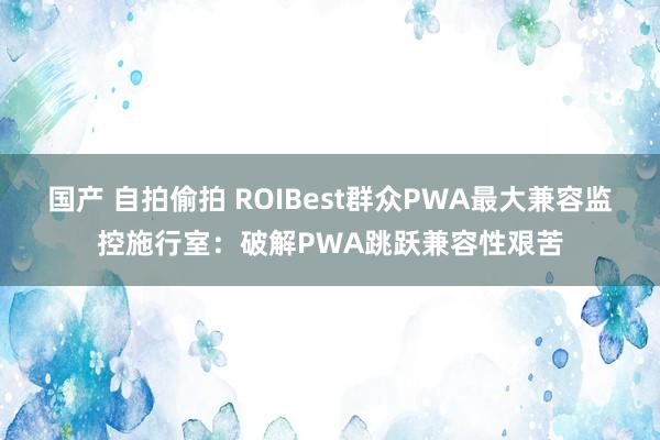 国产 自拍偷拍 ROIBest群众PWA最大兼容监控施行室：破解PWA跳跃兼容性艰苦